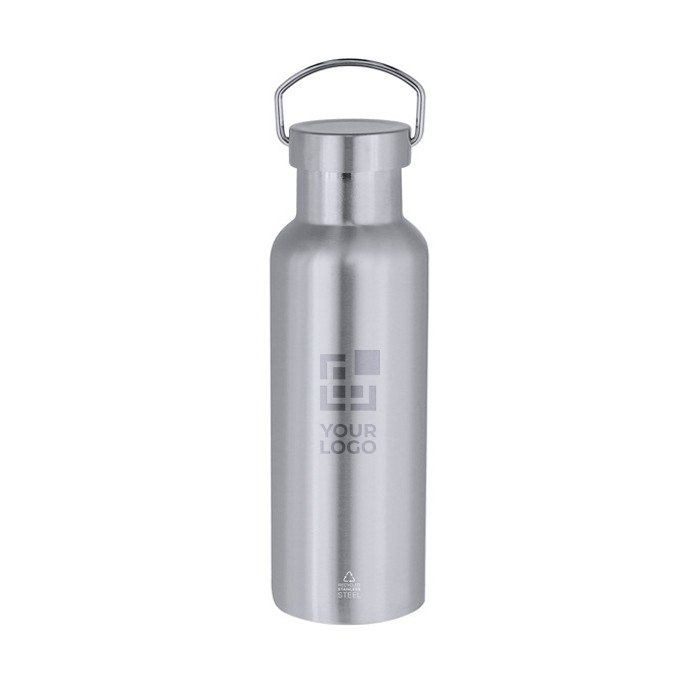 Botella térmica de acero inoxidable con asa de transporte 500ml vista principal Botella térmica de acero inoxidable con asa de transporte 500ml vista principal