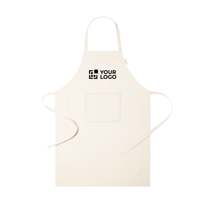Delantal de algodón orgánico ajustable y con bolsillo frontal 140 g/m2 vista principal