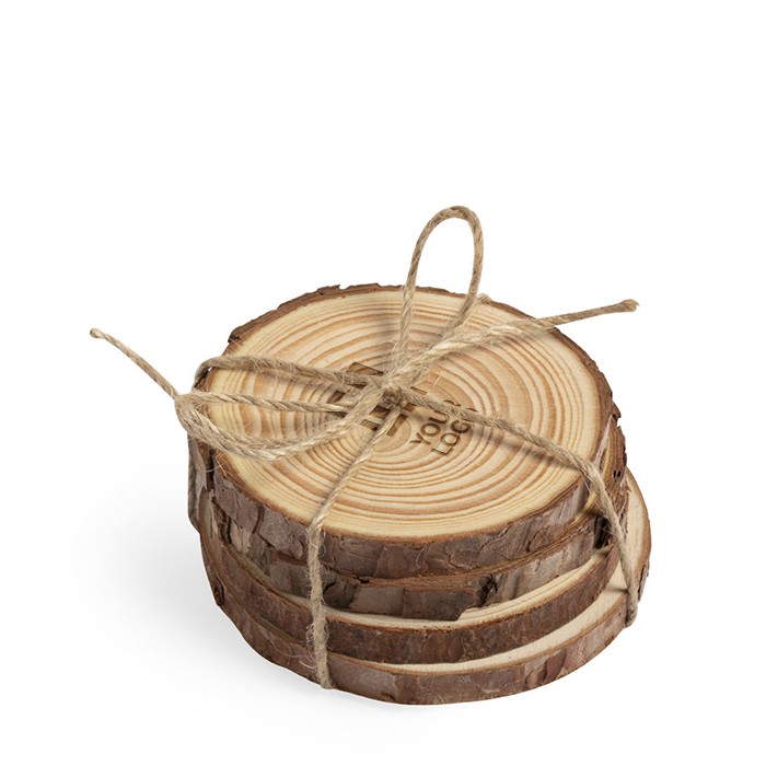 Posavasos madera de pino natural vista principal Posavasos madera de pino natural vista principal