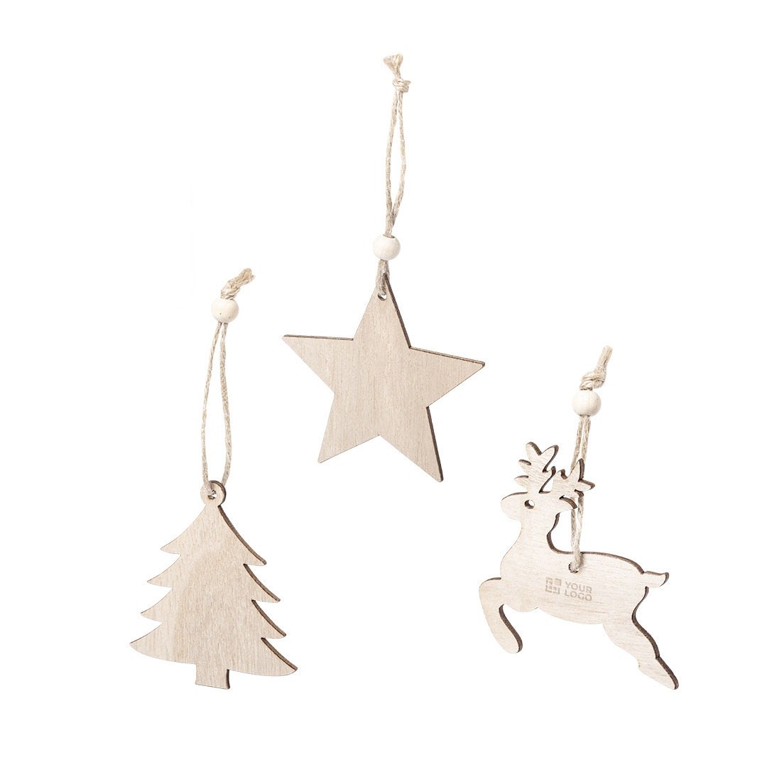 Set de adornos navideños de madera vista principal