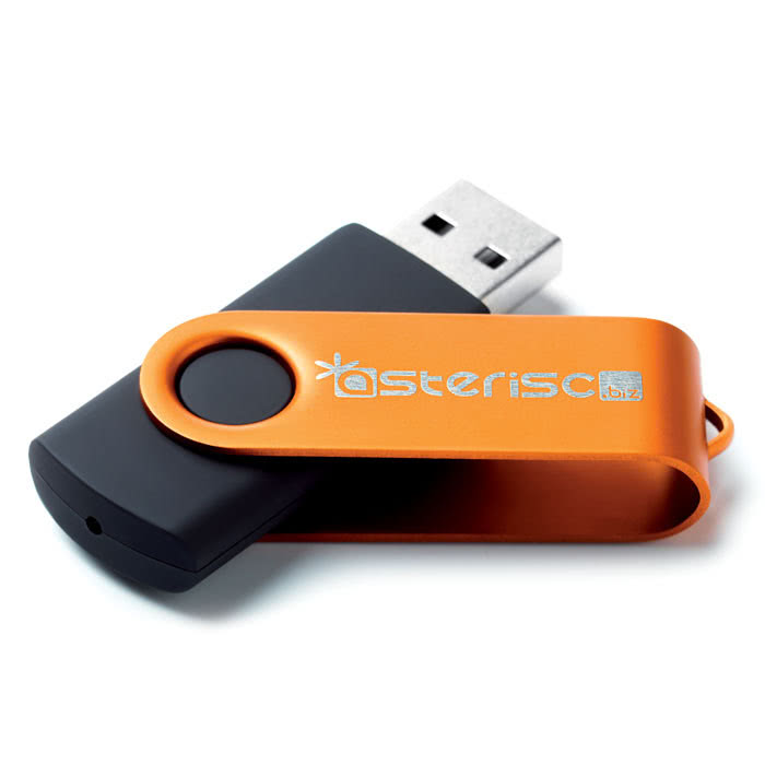 usb con logo color naranja