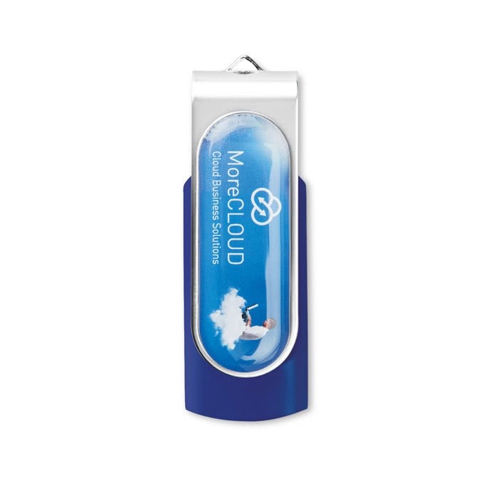 Pen personalizado 3.0 con gota de resina y clip color azul