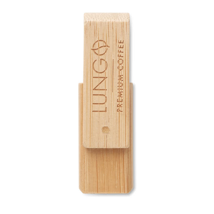 Usb giratorio de madera de bambú personalizada con logo