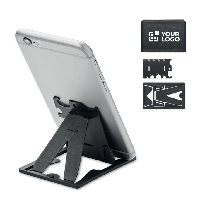 Multiherramienta de acero con 6 funciones y soporte para teléfono vista principal Multiherramienta de acero con 6 funciones y soporte para teléfono vista principal