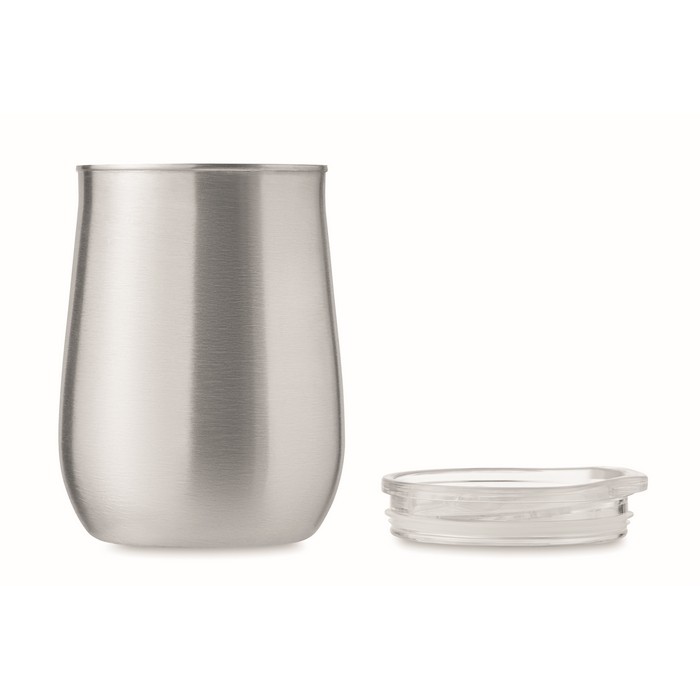 Vaso de acero inoxidable reciclado con tapa deslizante 500ml color plateado mate quinta vista Vaso de acero inoxidable reciclado con tapa deslizante 500ml color plateado mate quinta vista