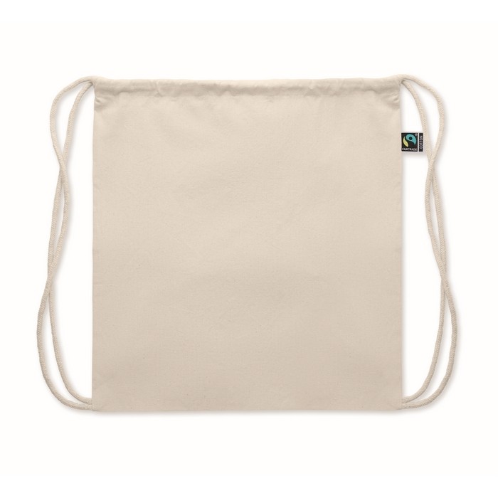 Mochila saco de algodón 180 g/m2 resistente 9 kg Thin FairTrade color beige tercera vista