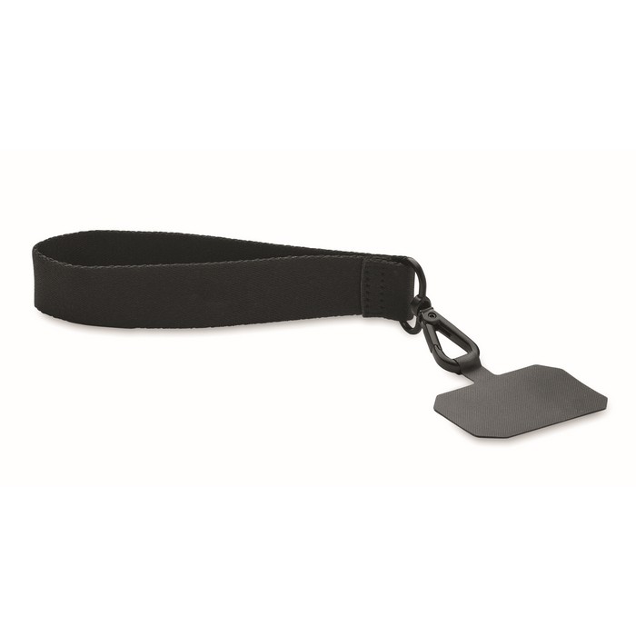 Lanyard muñequera para móvil de poliéster con hebilla de seguridad color negro Lanyard muñequera para móvil de poliéster con hebilla de seguridad color negro