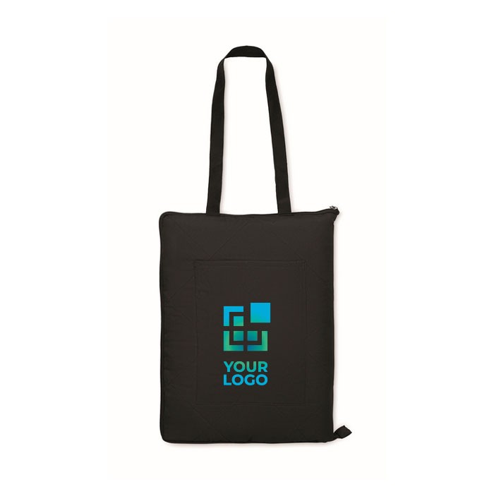 Manta de picnic acolchada de PEVA convertible en bolsa con asas vista de impresión