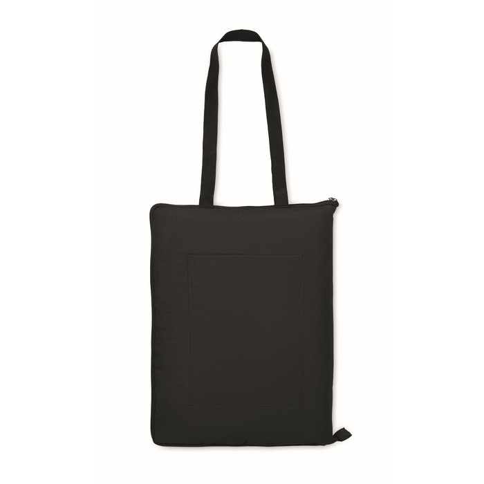 Manta de picnic acolchada de PEVA convertible en bolsa con asas color negro quinta vista
