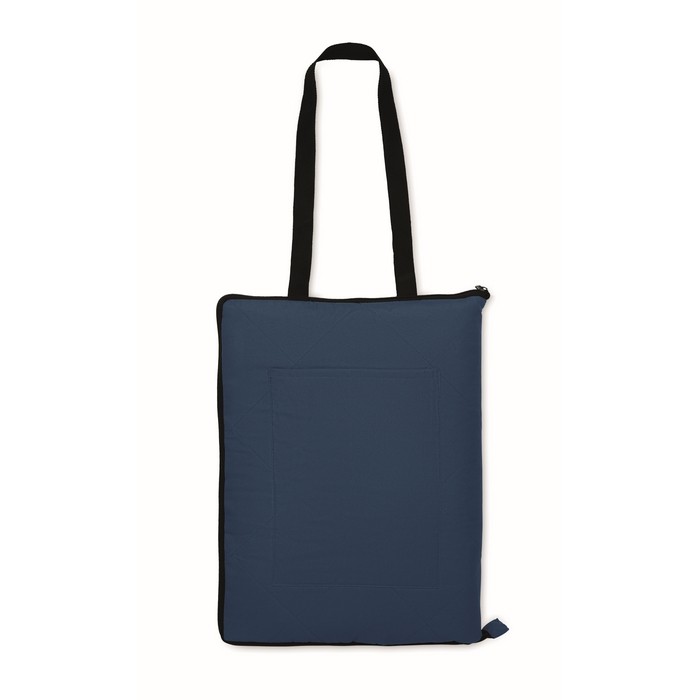 Manta de picnic acolchada de PEVA convertible en bolsa con asas color azul quinta vista