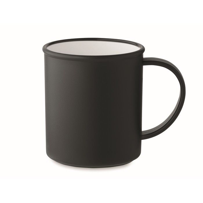 Taza vintage de plástico reciclado con capacidad de 300ml color negro Taza vintage de plástico reciclado con capacidad de 300ml color negro