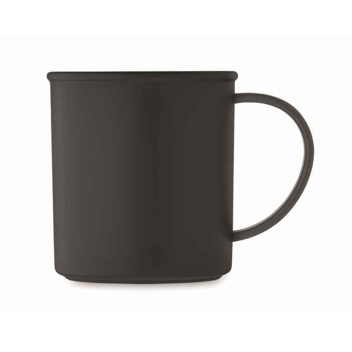 Taza vintage de plástico reciclado con capacidad de 300ml color negro segunda vista Taza vintage de plástico reciclado con capacidad de 300ml color negro segunda vista