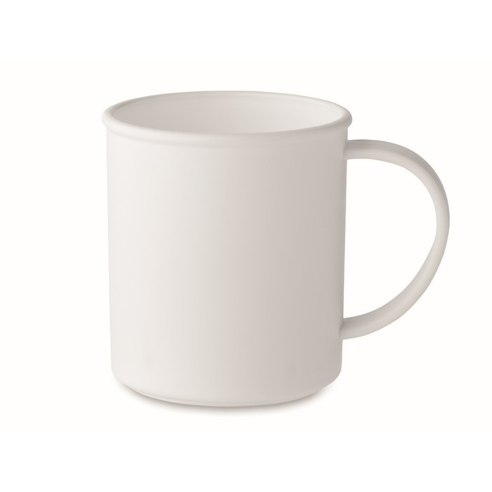 Taza vintage de plástico reciclado con capacidad de 300ml color blanco Taza vintage de plástico reciclado con capacidad de 300ml color blanco