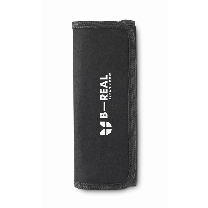 Set de 3 herramientas de jardinería en bolsa de fieltro RPET color negro vista principal segunda vista Set de 3 herramientas de jardinería en bolsa de fieltro RPET color negro vista principal segunda vista