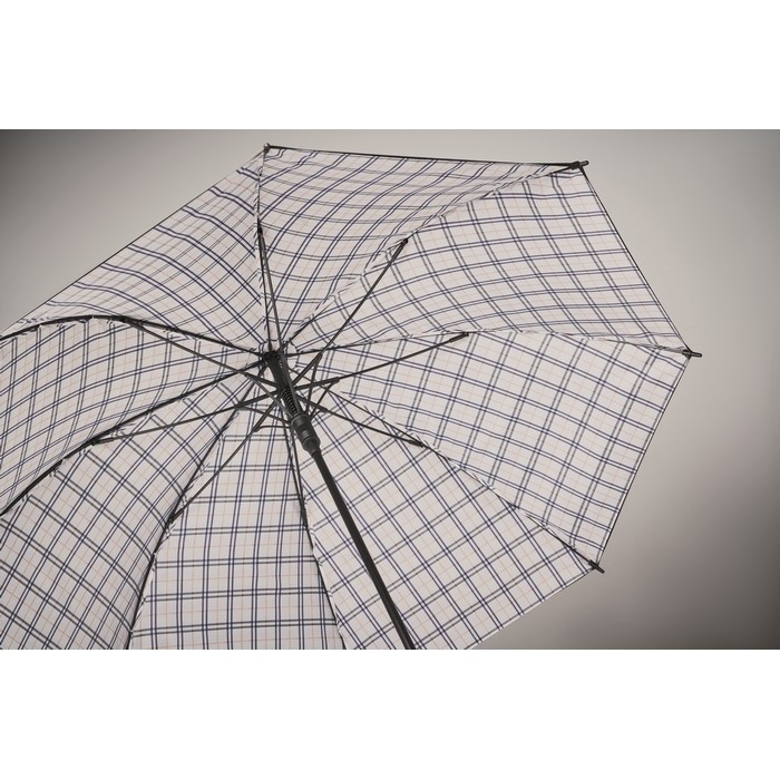 Paraguas anti viento de pongee con diseño interior de cuadros Ø58 color negro vista fotografía quinta vista
