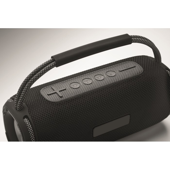 Altavoz portátil inalámbrico con conexiones AUX, USB y TF color negro vista fotografía octava vista