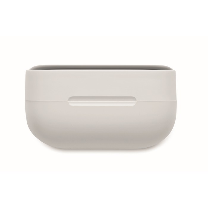 Auriculares inalámbricos ABS y micrófono con detalle negro en la tapa color blanco novena vista Auriculares inalámbricos ABS y micrófono con detalle negro en la tapa color blanco novena vista