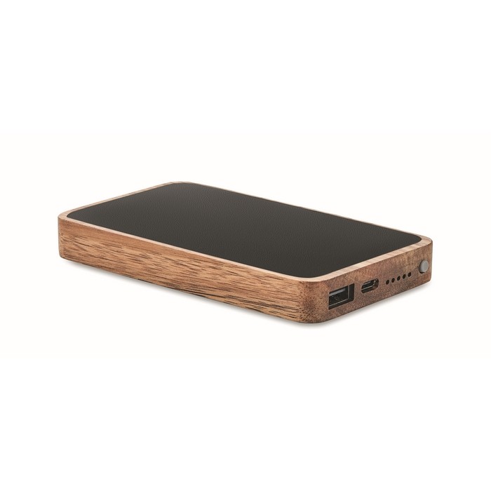 Cargador inalámbrico rectangular de madera de acacia 15W color negro