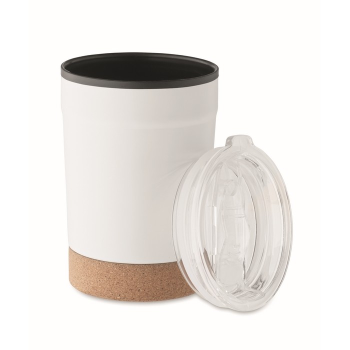 Vaso de acero inoxidable para llevar con base de corcho 300ml color blanco segunda vista