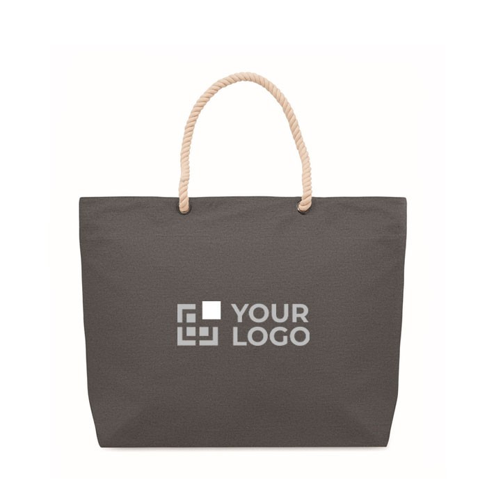 Bolsa de algodón reciclado con asas de cuerdas color natural 220 g/m2 vista de impresión