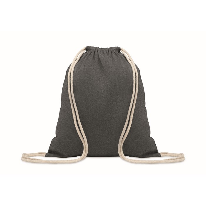 Bolsa de cuerdas de algodón reciclado y cuerdas color natural 140 g/m2 color negro