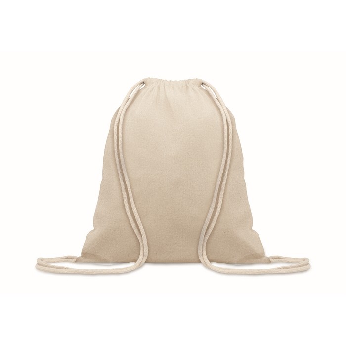 Bolsa de cuerdas de algodón reciclado y cuerdas color natural 140 g/m2 color beige segunda vista