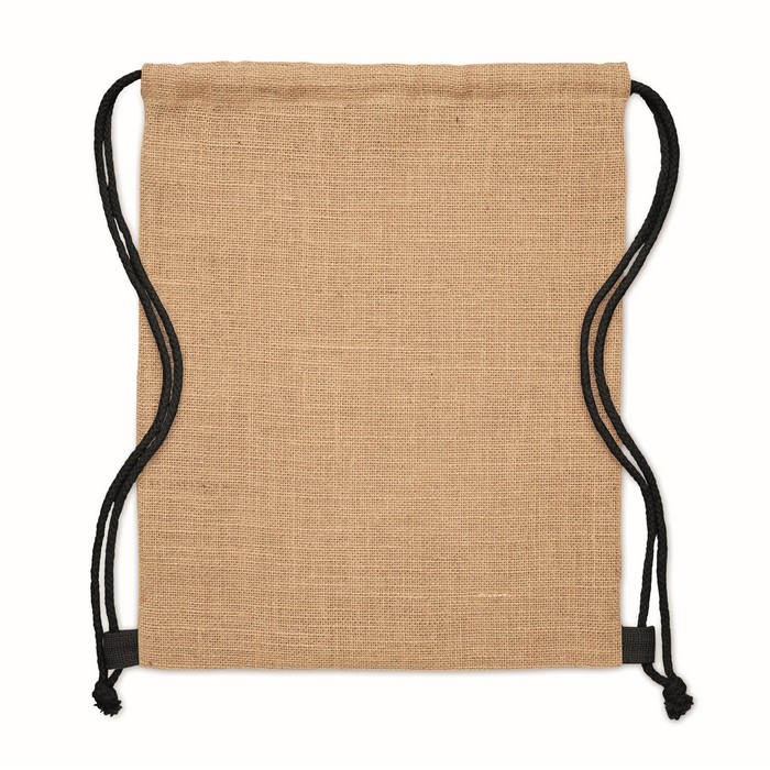 Bolsa de cuerdas de yute con cuerdas de algodón a color color negro segunda vista