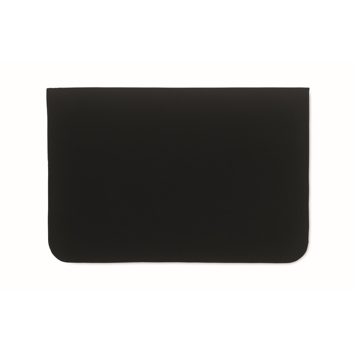Funda de portátil 15'' algodón con cierre de botón de bambú 120 g/m2 color negro cuarta vista