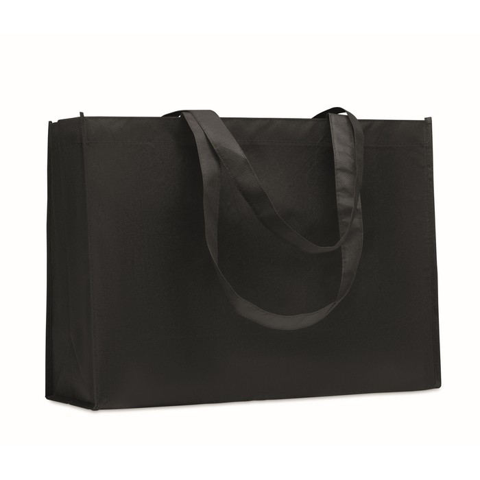 Bolsa larga unicolor de RPET no tejido con asas largas 80 g/m2 color negro Bolsa larga unicolor de RPET no tejido con asas largas 80 g/m2 color negro