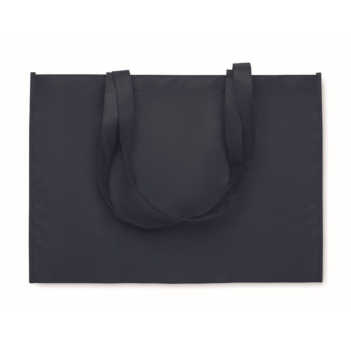 Bolsa larga unicolor de RPET no tejido con asas largas 80 g/m2 color azul segunda vista Bolsa larga unicolor de RPET no tejido con asas largas 80 g/m2 color azul segunda vista