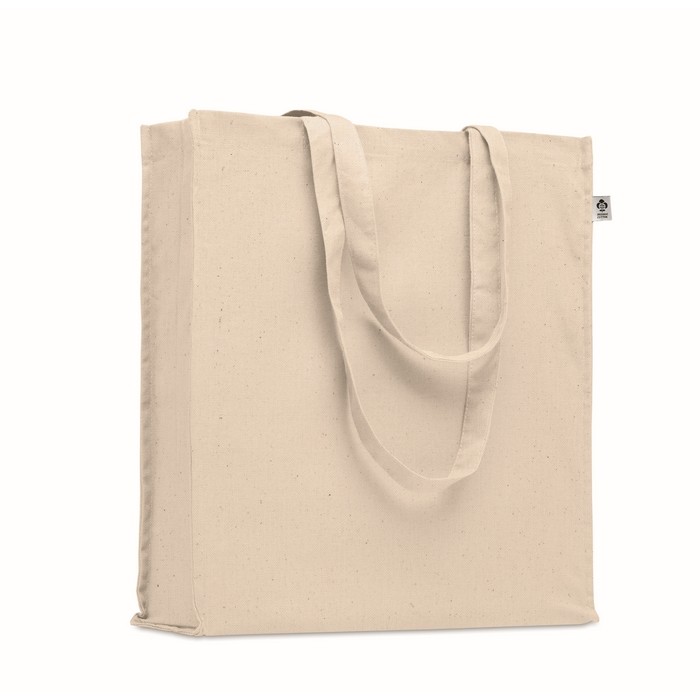 Bolsa de algodón orgánico con asas largas y fuelle 220 g/m2 color beige Bolsa de algodón orgánico con asas largas y fuelle 220 g/m2 color beige