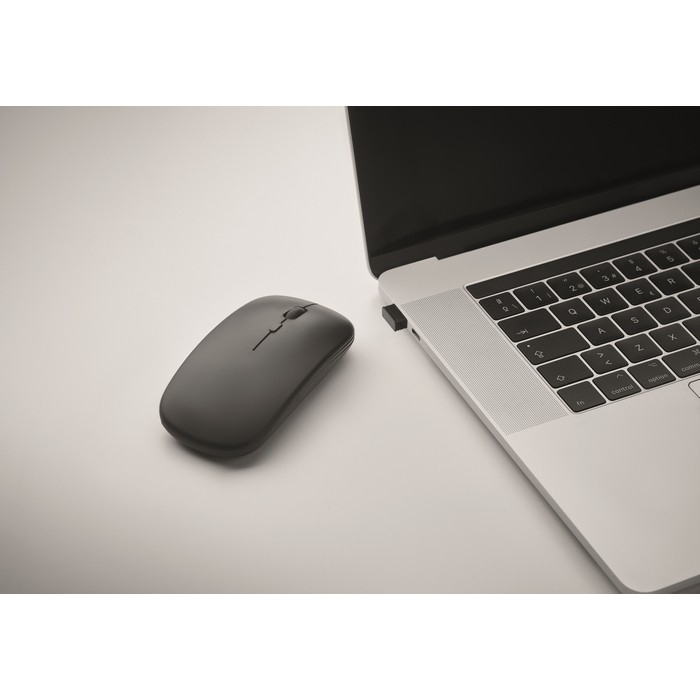Ratón de ABS inalámbrico con batería USB recargable y cable incluido color negro vista fotografía cuarta vista Ratón de ABS inalámbrico con batería USB recargable y cable incluido color negro vista fotografía cuarta vista