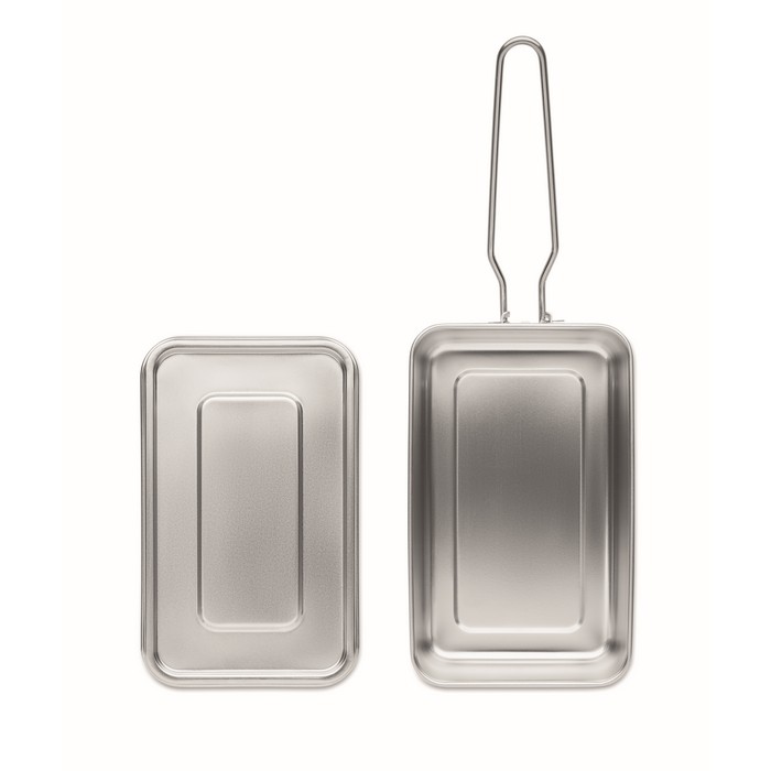 Fiambrera de acero inoxidable con asa a juego extraíble 750ml color plateado cuarta vista Fiambrera de acero inoxidable con asa a juego extraíble 750ml color plateado cuarta vista