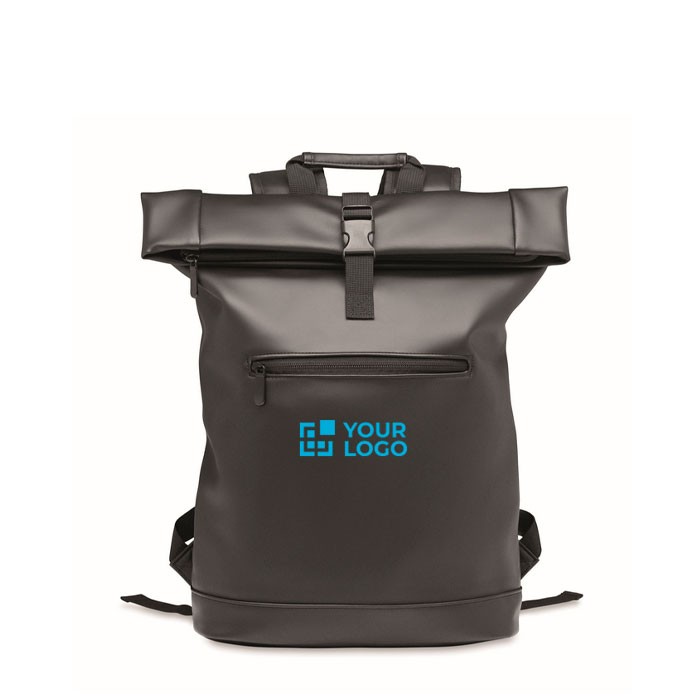 Mochila roll top de suave cuero sintético para portátil 15'' vista de impresión