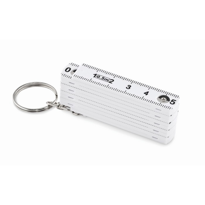 Llavero 2 en 1 con regla plegable de carpintero con longitud de 50cm color blanco Llavero 2 en 1 con regla plegable de carpintero con longitud de 50cm color blanco