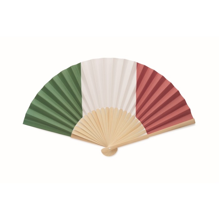 Abanico de bambú con diseño de distintas banderas Europeas color verde