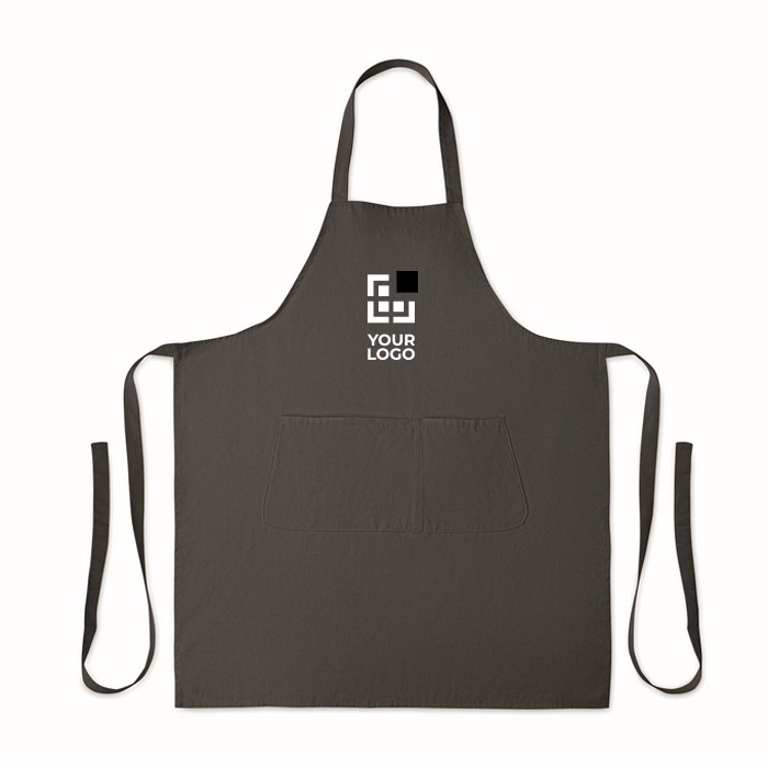 Delantal con bolsillos delanteros y ajustable del cuello 240g/m2 color gris oscuro vista de impresión