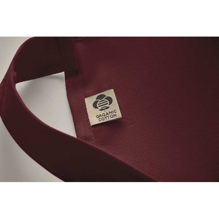 Delantal con bolsillos delanteros y ajustable del cuello 240g/m2 color burdeos vista fotografía quinta vista