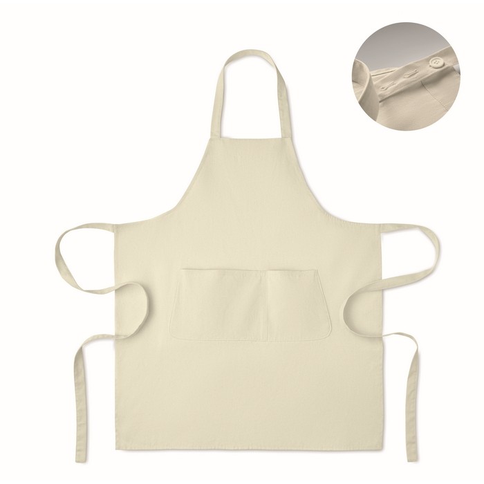 Delantal con bolsillos delanteros y ajustable del cuello 240g/m2