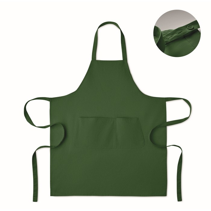Delantal con bolsillos delanteros y ajustable del cuello 240g/m2 color verde oscuro