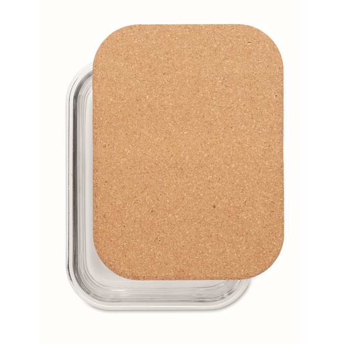 Fiambrera de cristal de borosilicato con tapa de corcho 830ml color transparente tercera vista