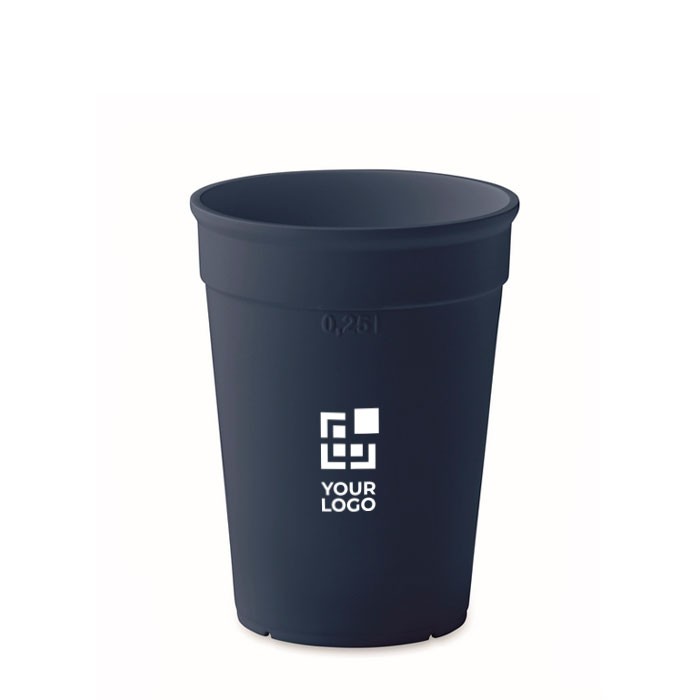 Vaso de plástico reciclado reutilizable de pared simple 250ml vista de impresión