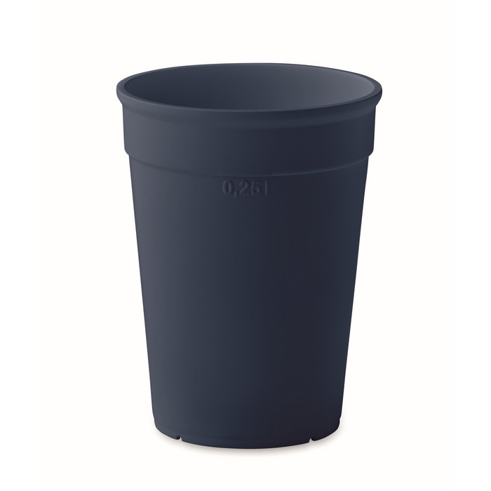 Vaso de plástico reciclado reutilizable de pared simple 250ml color azul marino