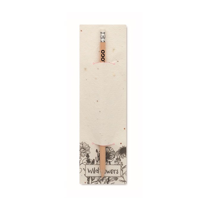 Clásico lápiz con goma de borrar presentado en papel de semillas vista de impresión Clásico lápiz con goma de borrar presentado en papel de semillas vista de impresión