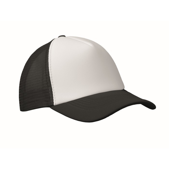 Gorra de beisbol en poliéster con parte frontal en blanco 150 g/m2 color blanco/negro