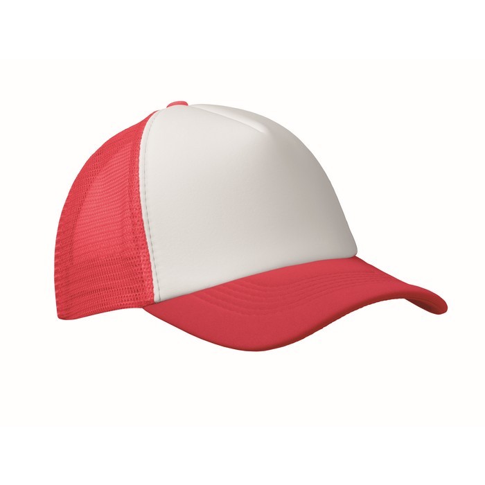 Gorra de beisbol en poliéster con parte frontal en blanco 150 g/m2 color rojo
