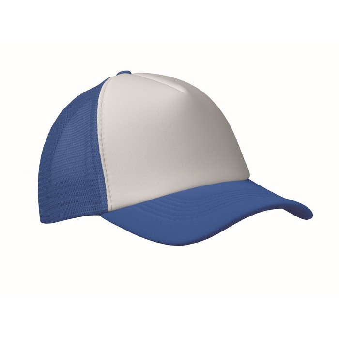 Gorra de beisbol en poliéster con parte frontal en blanco 150 g/m2 color blanco/azul