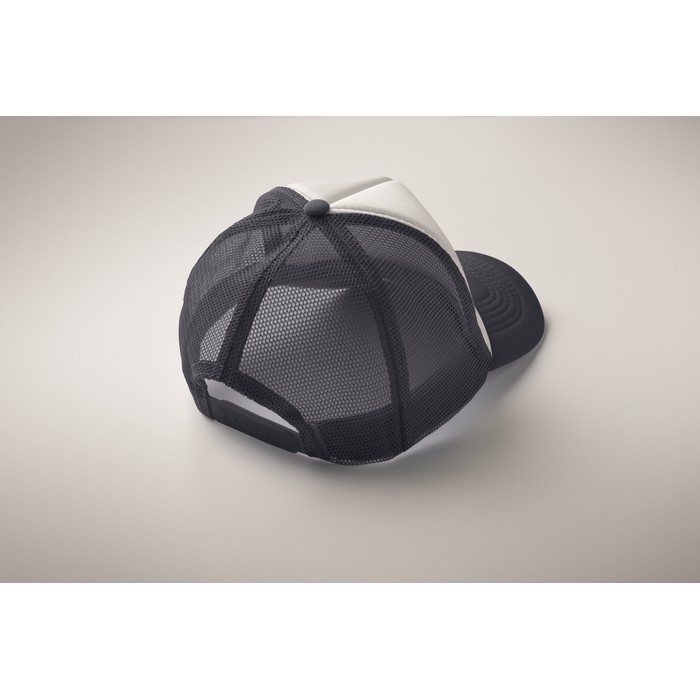 Gorra de beisbol en poliéster con parte frontal en blanco 150 g/m2 color azul ultramarino vista fotografía quinta vista