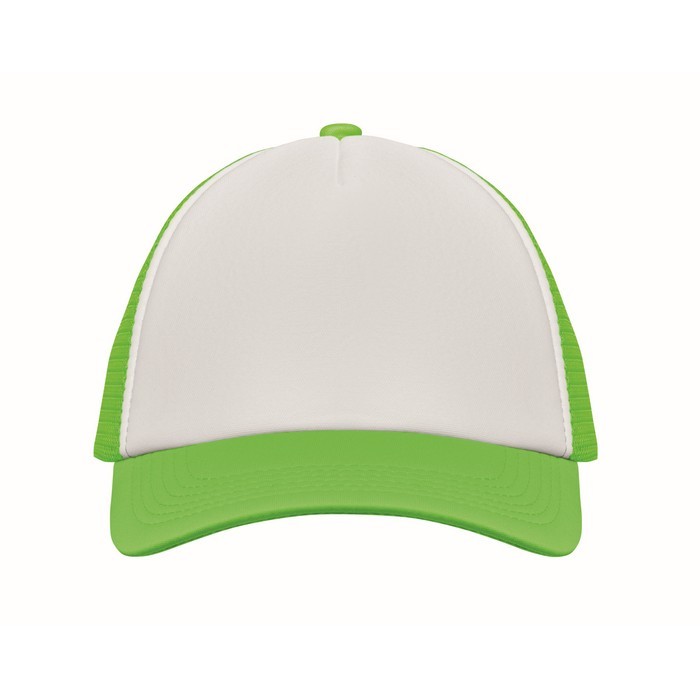 Gorra de beisbol en poliéster con parte frontal en blanco 150 g/m2 color verde fluorescente segunda vista