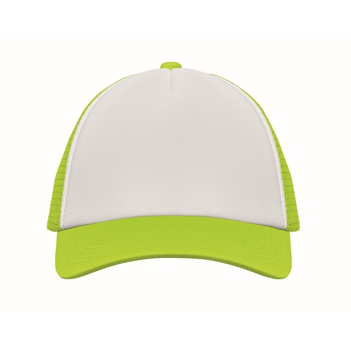 Gorra de beisbol en poliéster con parte frontal en blanco 150 g/m2 color verde lima segunda vista